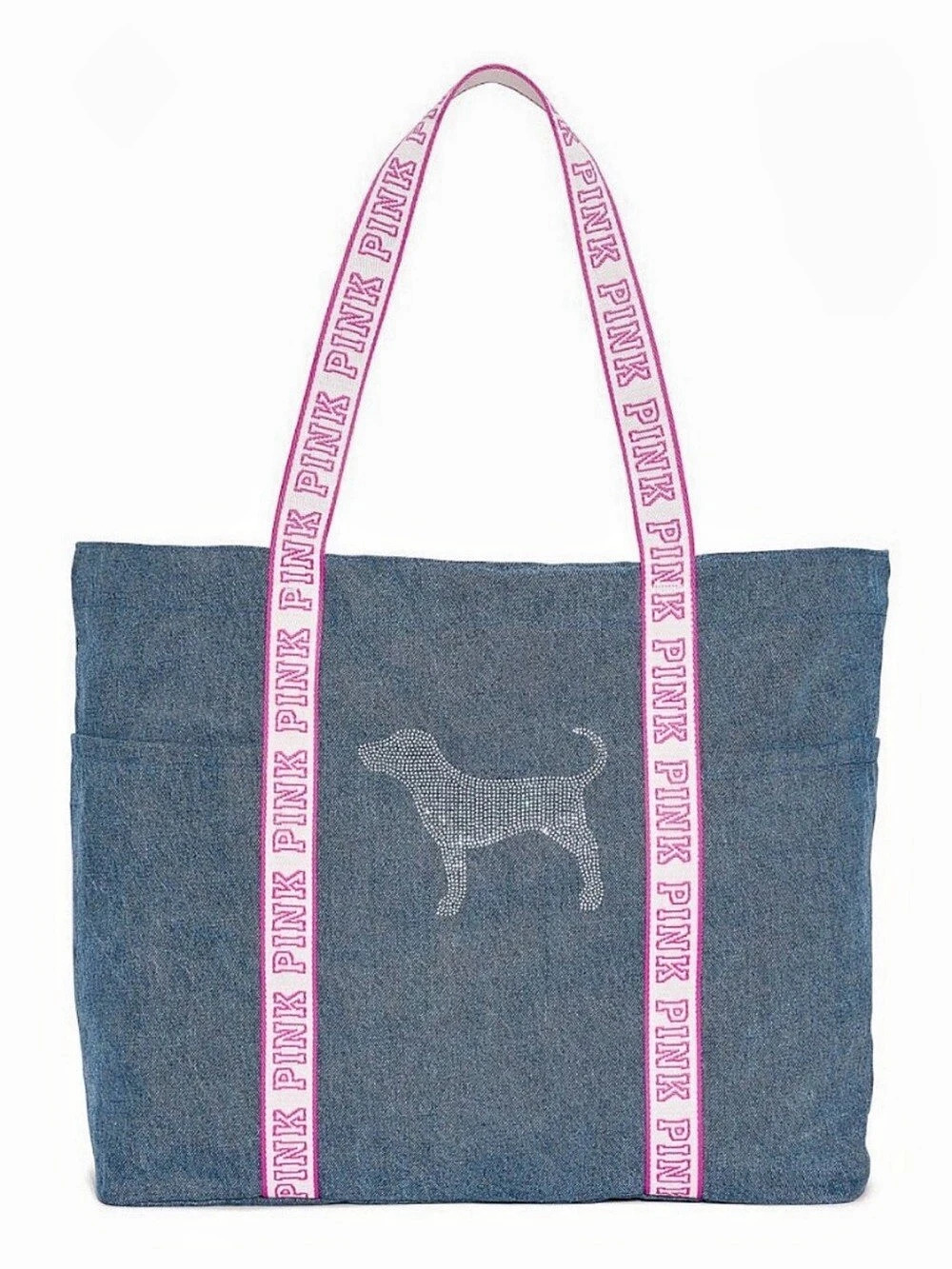 NWT Victoria's Secret Pink - Diamanté denim tote bag in Blue & Pink, limited edn